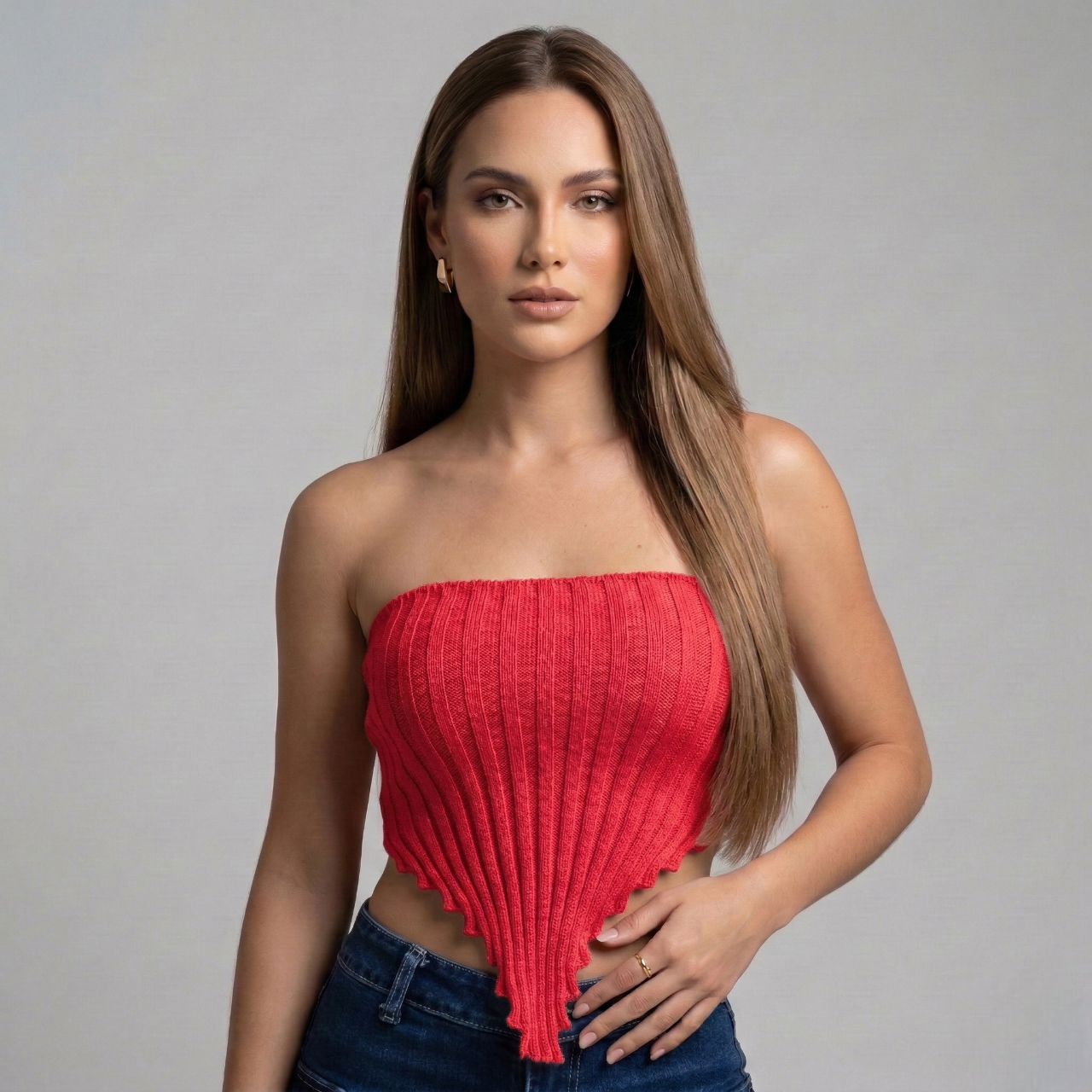 Top Strapless Estilo Pañuelo