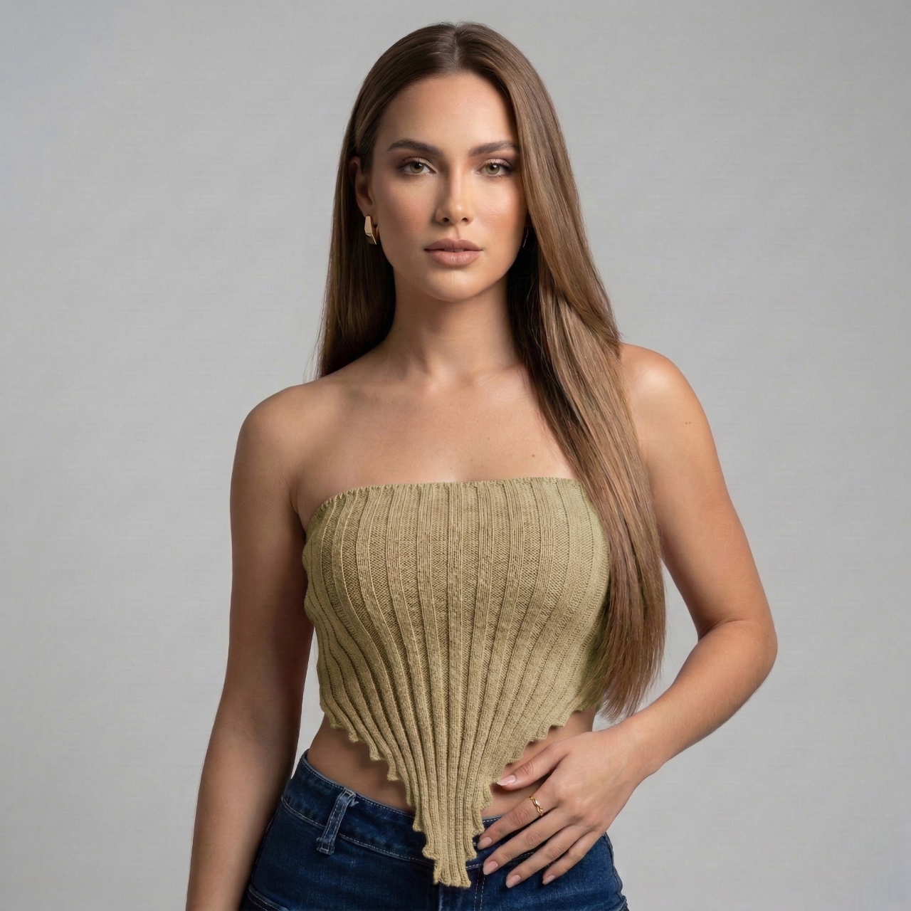 Top Strapless Estilo Pañuelo