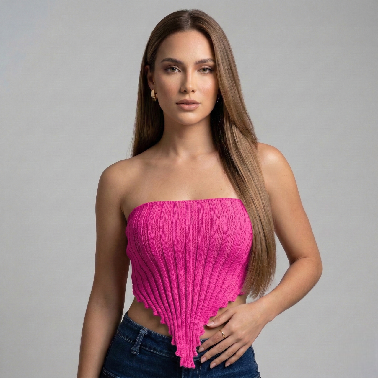 Top Strapless Estilo Pañuelo