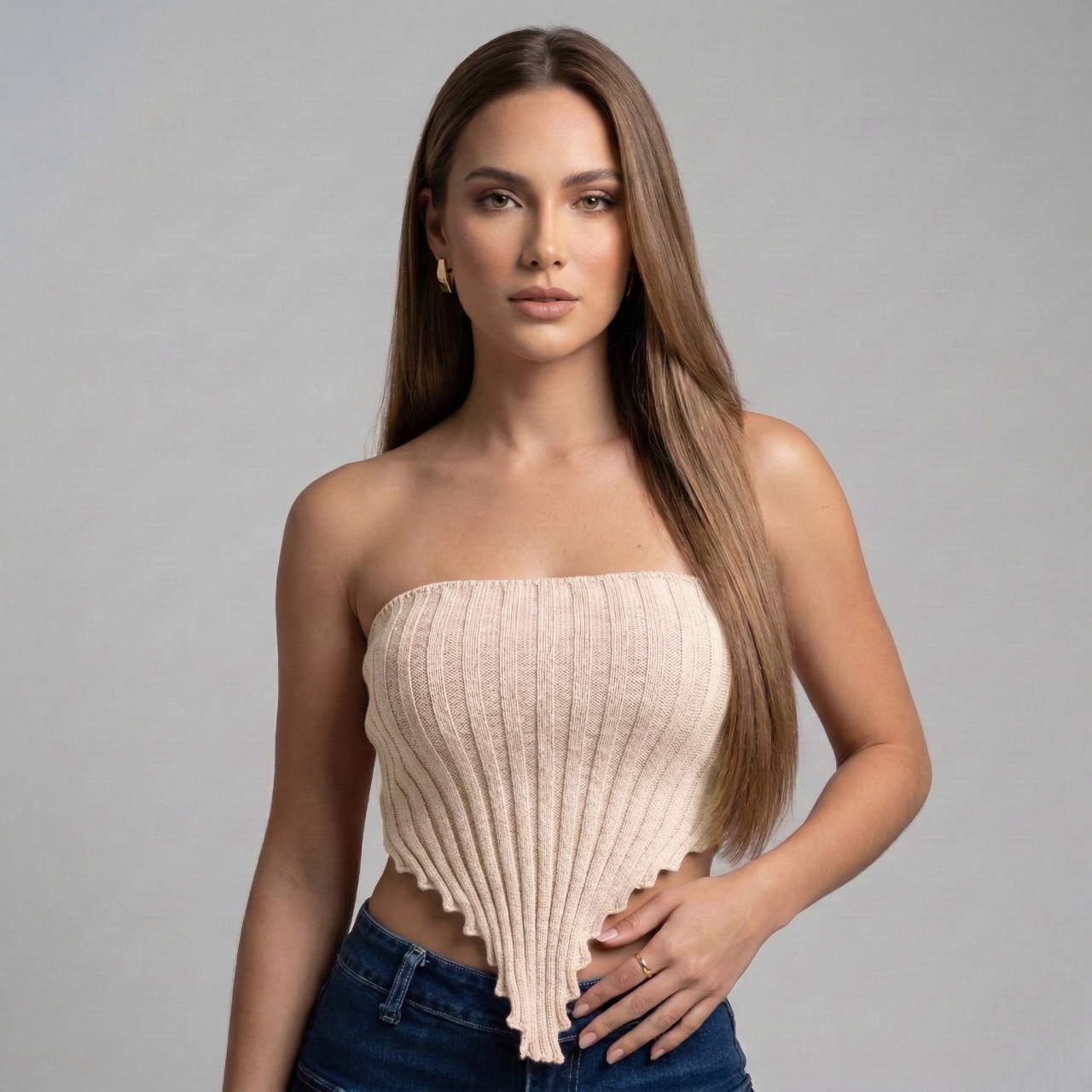 Top Strapless Estilo Pañuelo