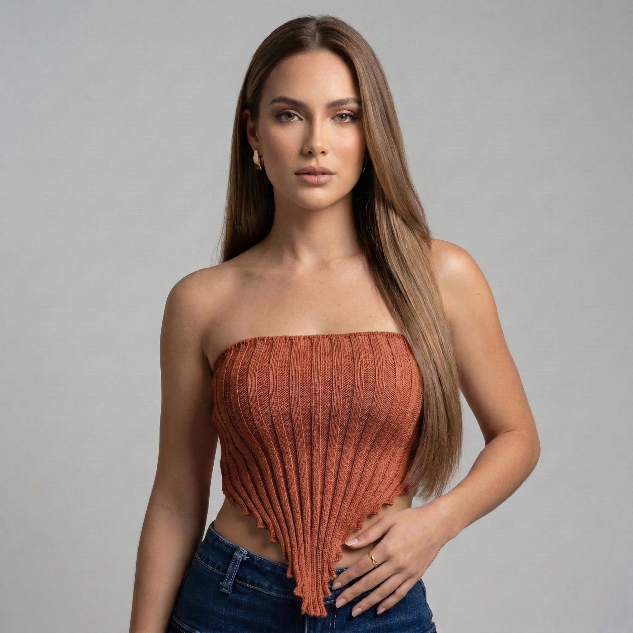 Top Strapless Estilo Pañuelo
